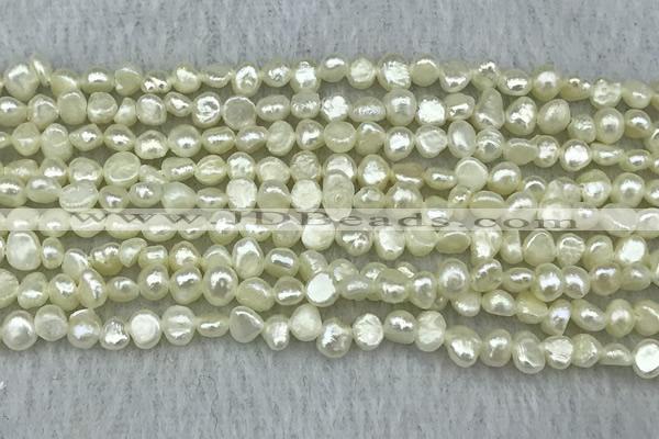 FWP231 14.5 inches 3mm - 4mm baroque white freshwater pearl strands