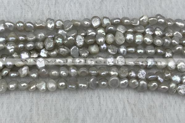 FWP232 14.5 inches 3mm - 4mm baroque grey freshwater pearl strands