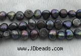 FWP263 15 inches 11mm - 12mm baroque black freshwater pearl strands