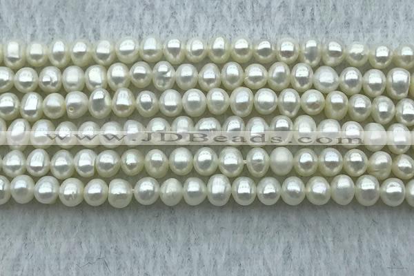 FWP27 14.5 inches 4mm - 4.5mm potato white freshwater pearl strands