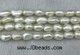 FWP285 15 inches 9mm - 10mm baroque white freshwater pearl strands