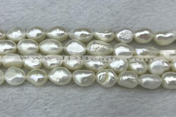 FWP286 15 inches 9mm - 10mm baroque white freshwater pearl strands