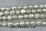 FWP302 15 inches 11mm - 12mm baroque white freshwater pearl strands