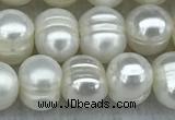 FWP37 14.5 inches 5mm - 6mm potato white freshwater pearl strands