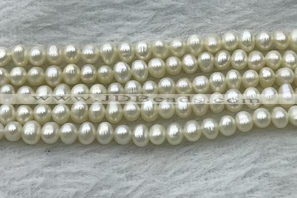 FWP41 14.5 inches 4mm - 5mm potato white freshwater pearl strands