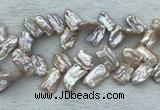 FWP414 Top-drilled 12*16mm - 13*18mm biwa freshwater pearl beads