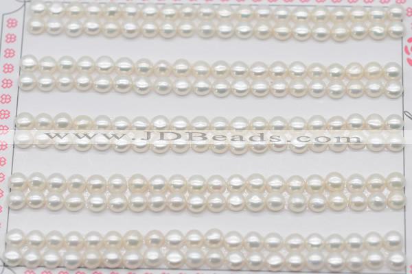 FWP452 half-drilled 4-4.5mm bread freshwater pearl beads