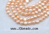 FWP491 14 inches 8mm - 9mm baroque pink freshwater pearl strands