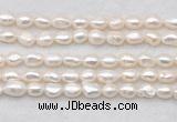 FWP496 14 inches 8mm - 9mm baroque white freshwater pearl strands