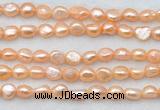 FWP497 14 inches 8mm - 9mm baroque pink freshwater pearl strands