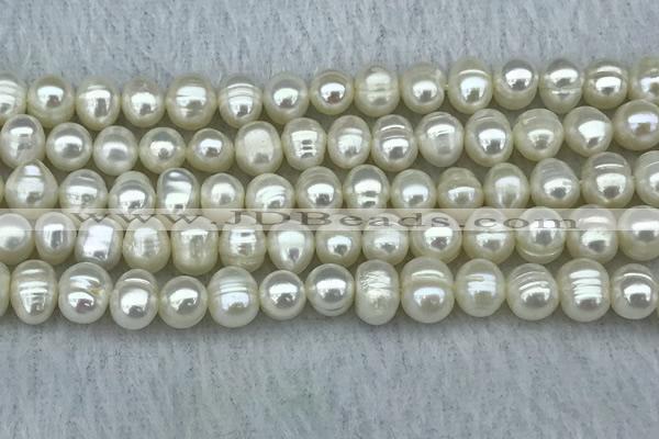 FWP55 15 inches 6mm - 7mm potato white freshwater pearl strands