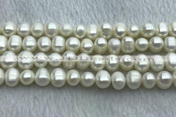 FWP85 15 inches 8mm - 9mm potato white freshwater pearl strands