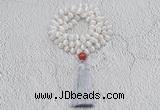 GMN1000 Hand-knotted 8mm, 10mm matte tibetan agate 108 beads mala necklaces with tassel