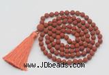 GMN1008 Hand-knotted 8mm, 10mm matte red jasper 108 beads mala necklaces with tassel