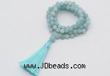 GMN1025 Hand-knotted 8mm, 10mm matte amazonite 108 beads mala necklaces with tassel