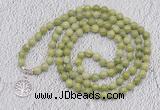 GMN1121 Hand-knotted 8mm, 10mm China jade 108 beads mala necklaces with charm