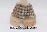 GMN1166 Hand-knotted 8mm, 10mm serpentine jasper 108 beads mala necklaces with charm