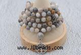 GMN1185 Hand-knotted 8mm, 10mm bamboo leaf agate 108 beads mala necklaces with charm