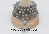 GMN1186 Hand-knotted 8mm, 10mm silver needle agate 108 beads mala necklaces with charm