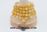 GMN1195 Hand-knotted 8mm, 10mm yellow banded agate 108 beads mala necklaces with charm