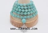 GMN1250 Hand-knotted 8mm, 10mm amazonite 108 beads mala necklaces with charm