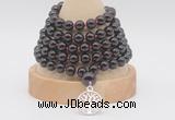 GMN1257 Hand-knotted 8mm, 10mm garnet 108 beads mala necklaces with charm