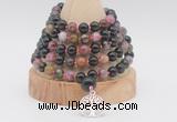 GMN1258 Hand-knotted 8mm, 10mm tourmaline 108 beads mala necklaces with charm