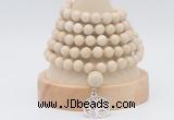 GMN1263 Hand-knotted 8mm, 10mm white fossil jasper 108 beads mala necklaces with charm