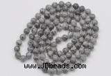 GMN128 Hand-knotted 6mm grey picture jasper 108 beads mala necklaces