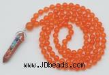 GMN1403 Hand-knotted 8mm candy jade 108 beads mala necklace with pendant