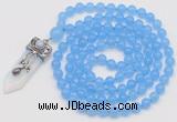 GMN1405 Hand-knotted 8mm candy jade 108 beads mala necklace with pendant