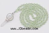 GMN1461 Hand-knotted 8mm, 10mm prehnite 108 beads mala necklace with pendant