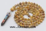 GMN1485 Hand-knotted 8mm, 10mm golden tiger eye 108 beads mala necklace with pendant