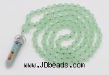 GMN1504 Hand-knotted 8mm candy jade 108 beads mala necklace with pendant