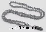 GMN1629 Hand-knotted 6mm labradorite 108 beads mala necklace with pendant