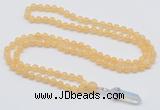 GMN1635 Hand-knotted 6mm honey jade 108 beads mala necklace with pendant