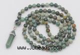 GMN1643 Hand-knotted 6mm African turquoise 108 beads mala necklaces with pendant