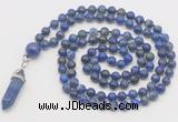 GMN1668 Hand-knotted 6mm lapis lazuli 108 beads mala necklaces with pendant