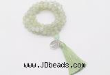 GMN1786 Knotted 8mm, 10mm New jade 108 beads mala necklace with tassel & charm