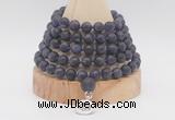 GMN2220 Hand-knotted 8mm, 10mm matte amethyst 108 beads mala necklace with charm