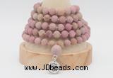 GMN2224 Hand-knotted 8mm, 10mm matte pink wooden jasper108 beads mala necklace with charm