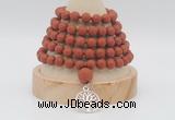 GMN2225 Hand-knotted 8mm, 10mm matte red jasper108 beads mala necklace with charm