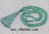 GMN227 Hand-knotted 6mm peafowl agate 108 beads mala necklaces with tassel