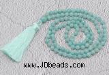 GMN233 Hand-knotted 6mm amazonite 108 beads mala necklaces with tassel