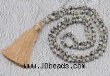 GMN237 Hand-knotted 6mm dalmatian jasper 108 beads mala necklaces with tassel