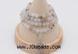 GMN2401 Hand-knotted 6mm montana agate 108 beads mala necklace with charm