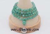 GMN2404 Hand-knotted 6mm peafowl agate 108 beads mala necklace with charm