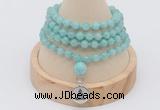 GMN2435 Hand-knotted 6mm amazonite 108 beads mala necklace with charm