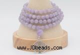 GMN2445 Hand-knotted 6mm lavender amethyst 108 beads mala necklaces with charm