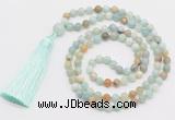 GMN279 Hand-knotted 6mm amazonite 108 beads mala necklaces with tassel